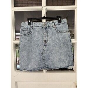 Old Navy High-Waisted Button-Fly Raw-Hem Jean Skirt Size 12 Brand Y2K